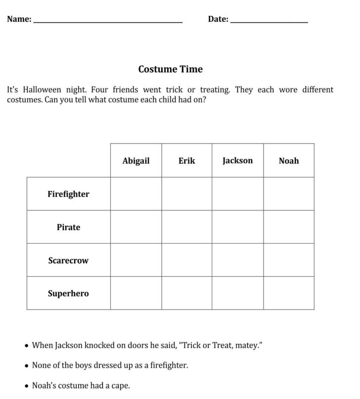 Free Printable Halloween Logic Puzzle Printable