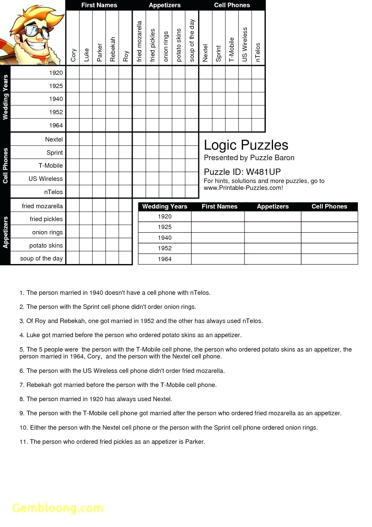 Bright Printable Logic Grid Puzzles Regina Blog