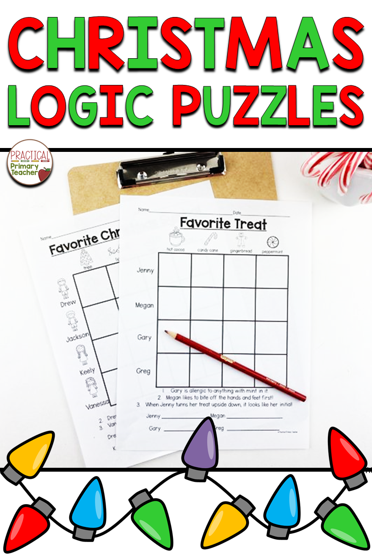 Christmas Logic Puzzles 1st And 2nd Grade Brain Teasers Fun 