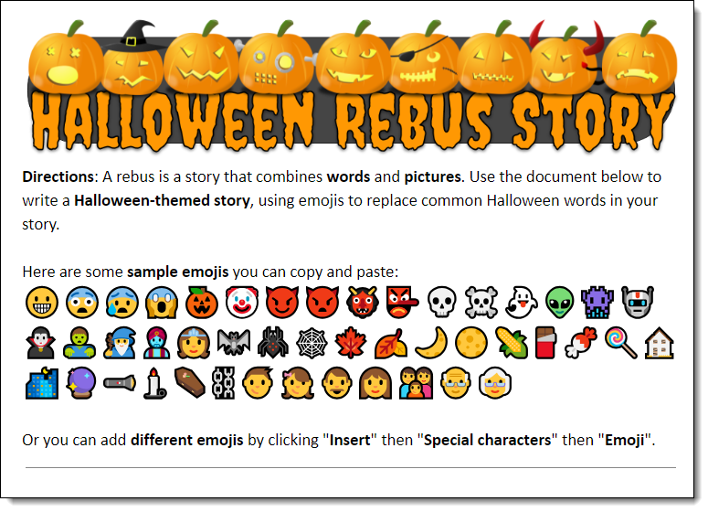 Control Alt Achieve Create Halloween Rebus Stories With Emojis And 
