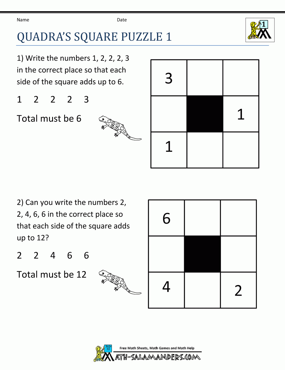 Math Puzzles For 1st Grade