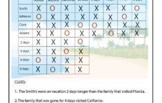 On Vacation Difficult Logic Puzzle ANSWERS Woo Jr Kids Activities