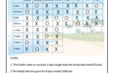 On Vacation Difficult Logic Puzzle ANSWERS Woo Jr Kids Activities