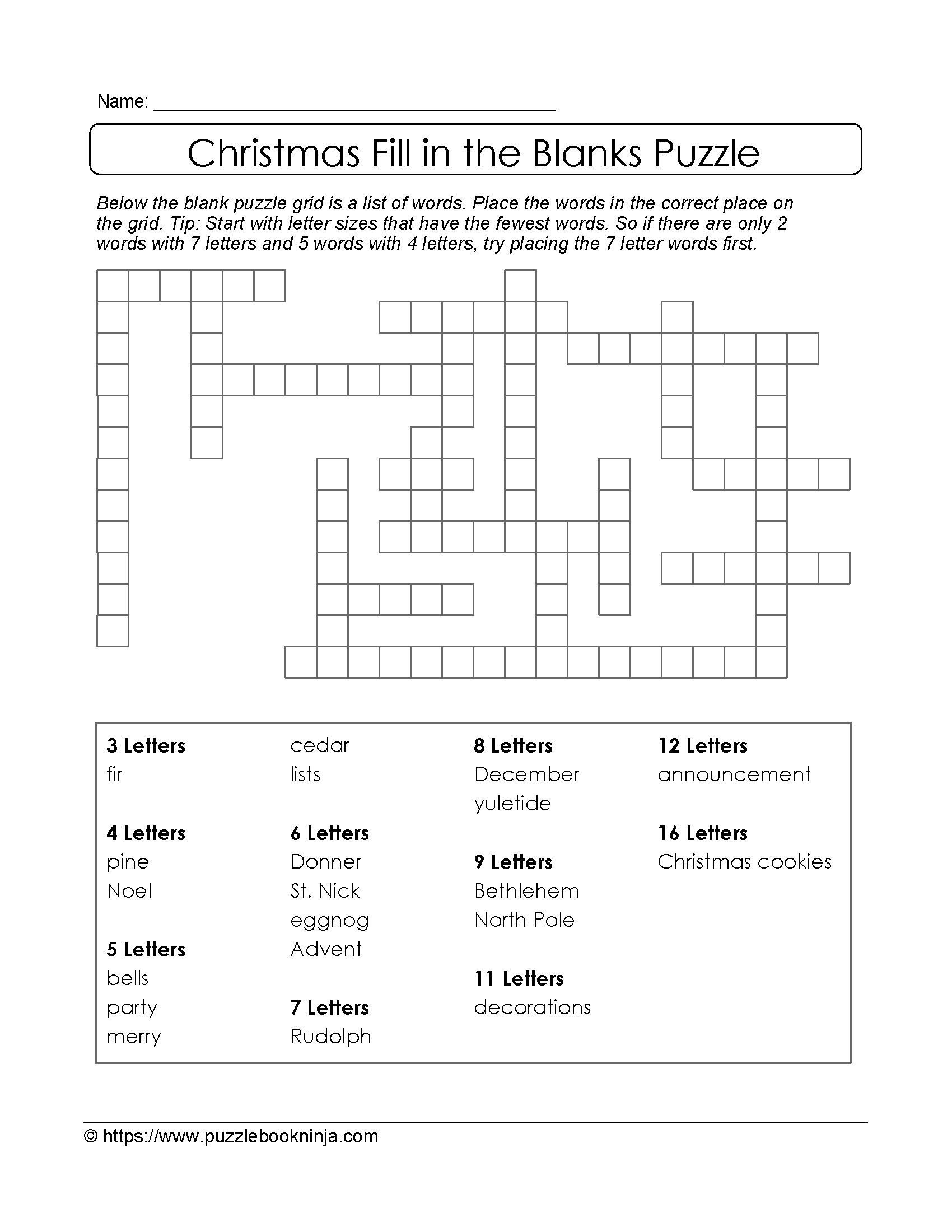 Printable Puzzles For 10 Year Olds Printable Crossword Puzzles Fill 