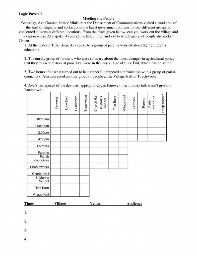 Logic Puzzles Printable PDF Printable Logic Puzzles