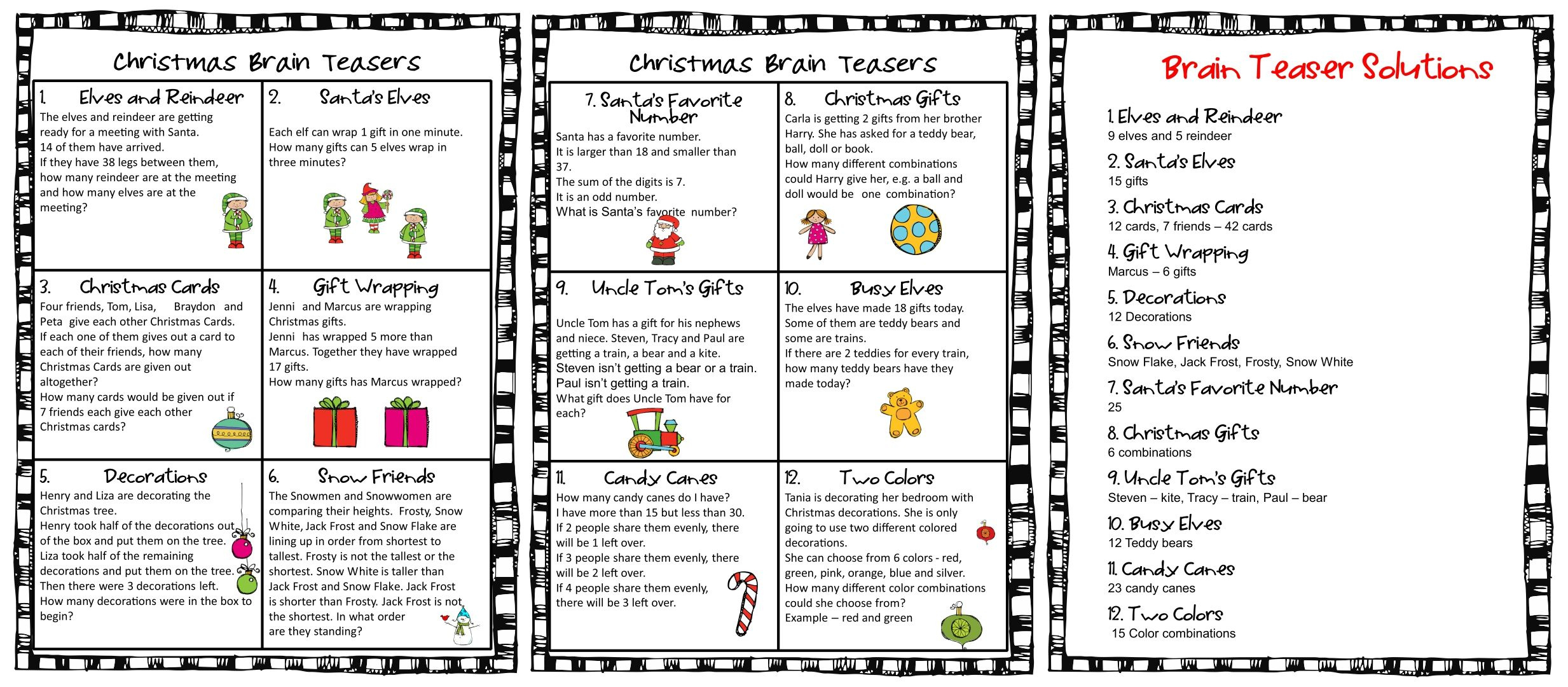 Christmas Brain Teasers - 15 Free Pdf Printables | Printablee within Free Printable Christmas Logic Puzzles With Answers