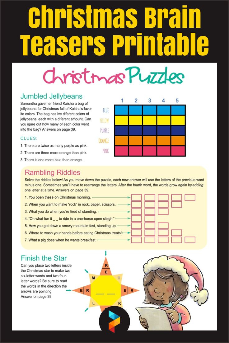 Christmas Brain Teasers Printable in Free Christmas Logic Puzzles With Answers