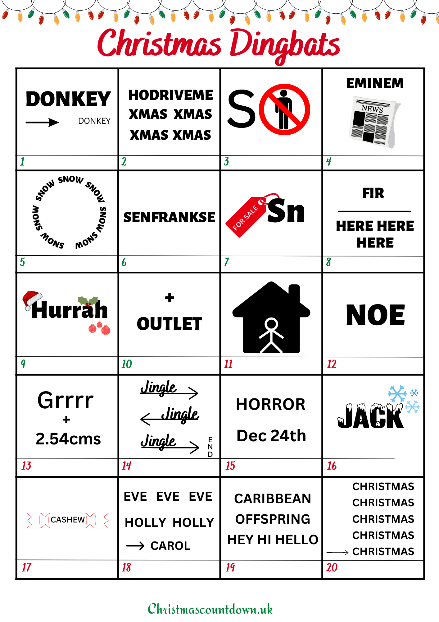 Christmas Dingbats throughout Christmas Presents Logic Puzzles Answers