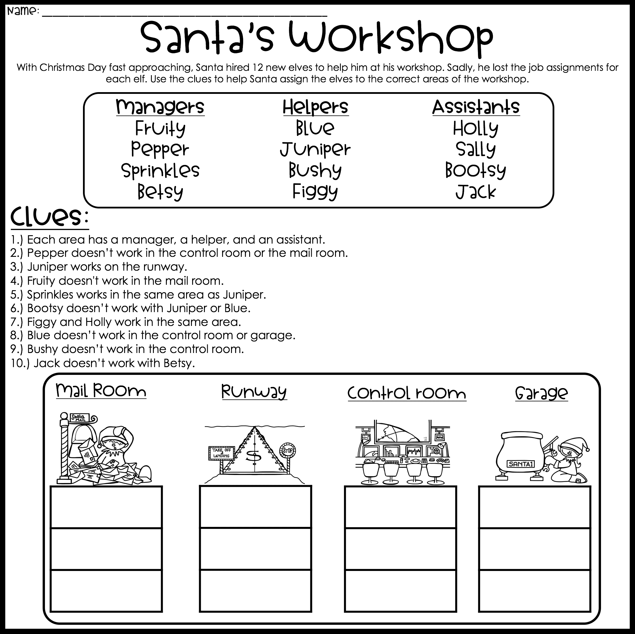 Christmas Logic Games And Brain Teasers in Christmas Dinner Logic Puzzles Answer Key