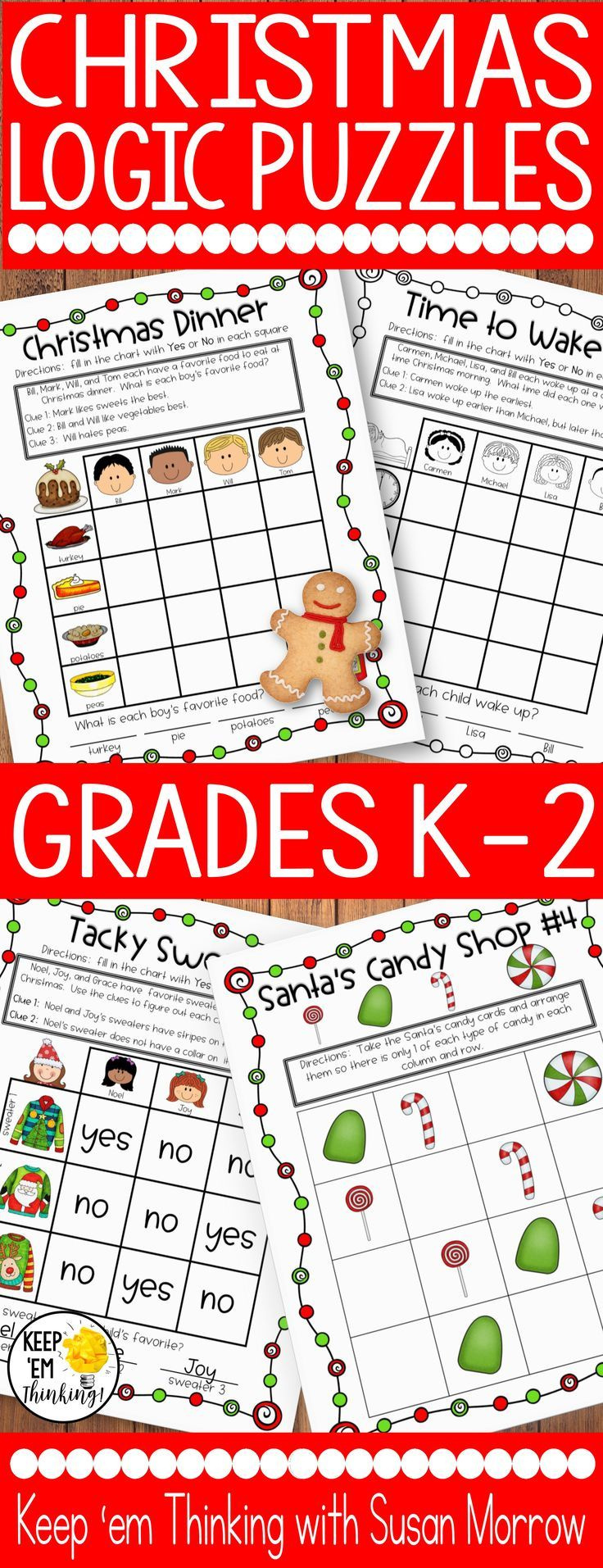 Christmas Logic Puzzles &amp;amp; Critical Thinking Skills Activities with Christmas Dinner Logic Puzzles