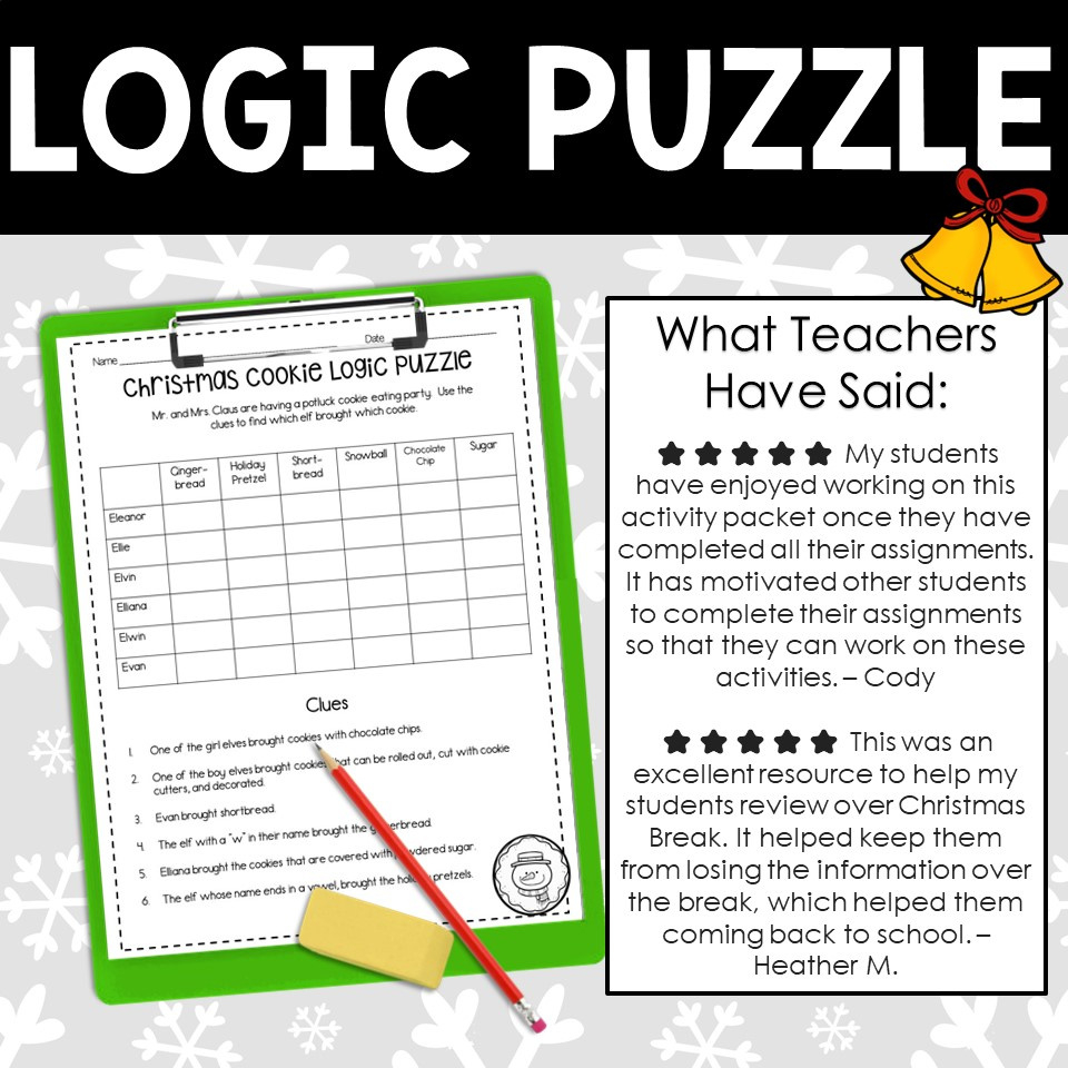 Christmas Math Activities For Middle School - Teach With Tina pertaining to Christmas Cookies Logic Puzzles Answers