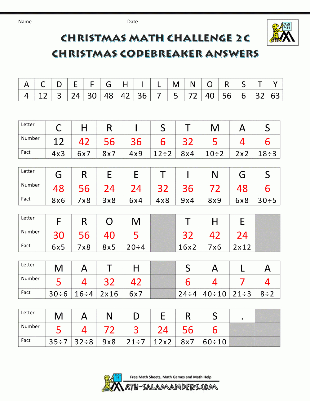 Christmas Math Worksheets (Harder) intended for Christmas Logic Puzzles For Middle School