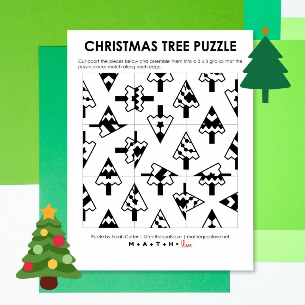 Christmas Tree Square Edge Matching Puzzle | Math = Love regarding Christmas Dinner Logic Puzzles Answers