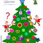 Find Two Identical Toys In Christmas Tree. Logic Puzzle Game For With Regard To Christmas Tree Logic Puzzles