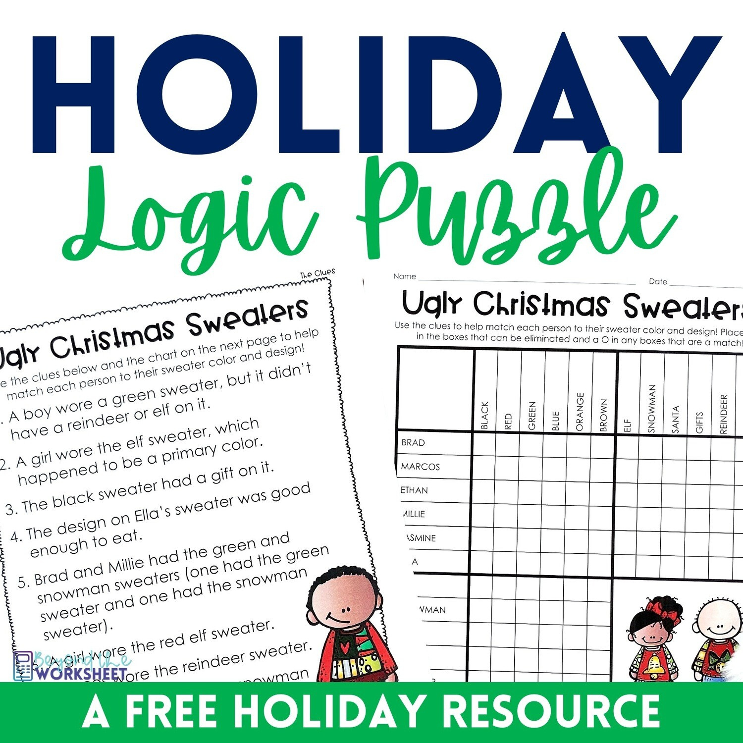 Logic Cheap Christmas Sweater intended for Ugly Christmas Sweater Logic Puzzles Answers