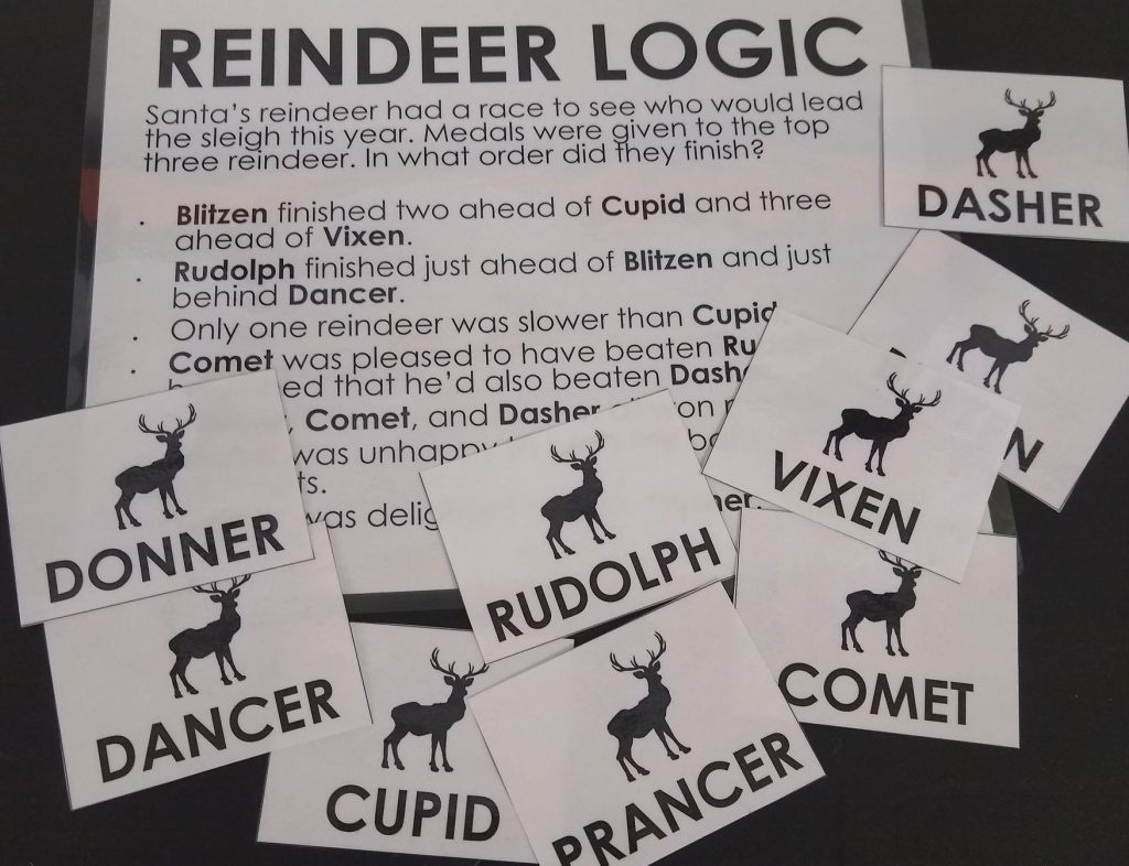 Reindeer Logic Puzzle | Math = Love within Christmas Logic Puzzles Reindeer