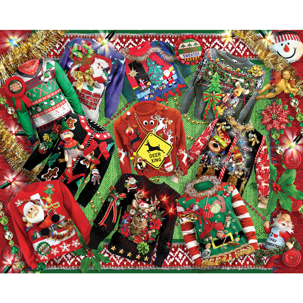 Ugly Christmas Sweaters 1000 Piece Jigsaw Puzzle | Spilsbury throughout Ugly Christmas Sweater Logic Puzzles