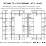 100Th Day Of School Hidoku Logic Puzzles | Math = Love With Regard To Number Filling Logic Puzzle