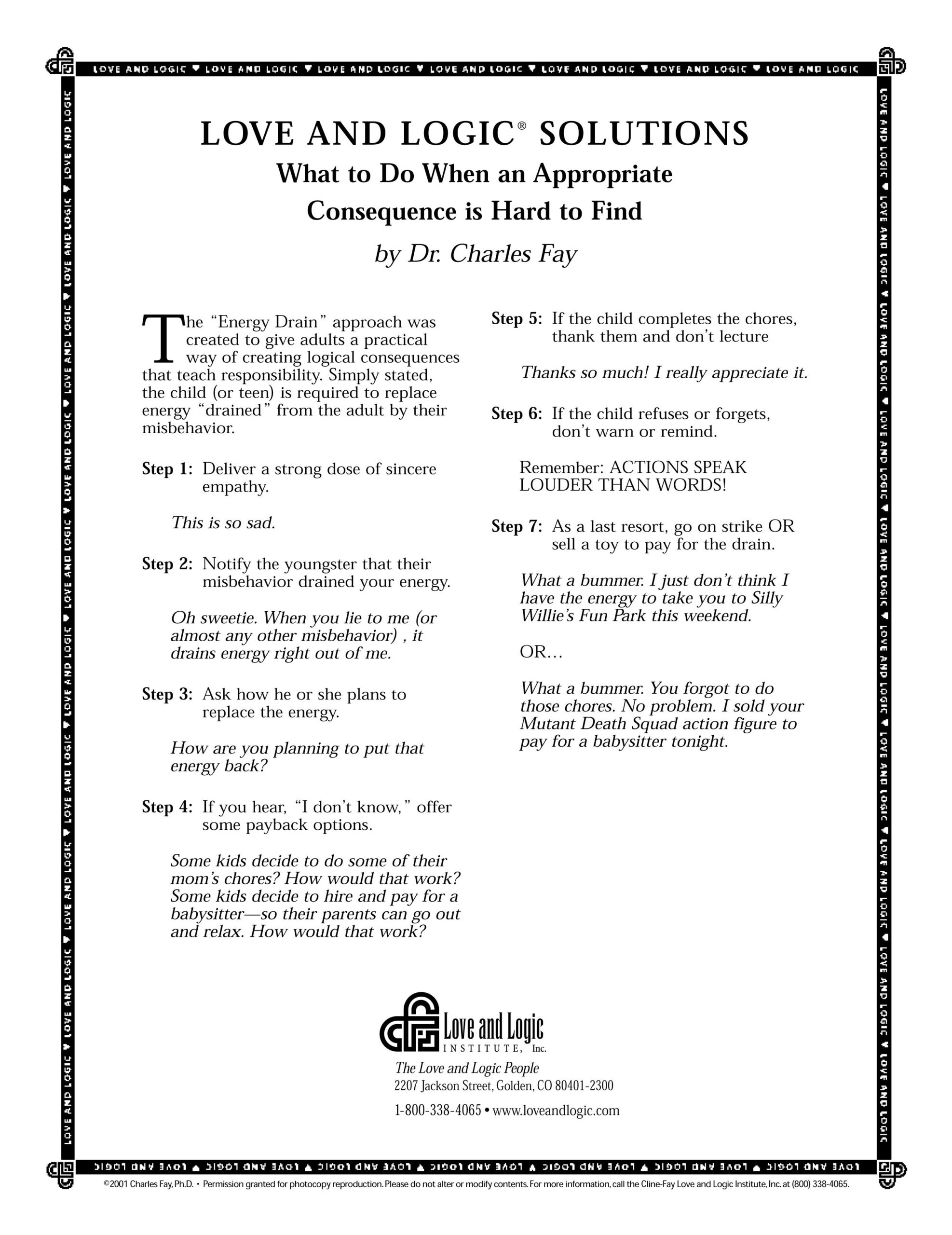 12 Love And Logic Sayings / Tools Ideas | Love And Logic, Logic with Love And Logic Printables