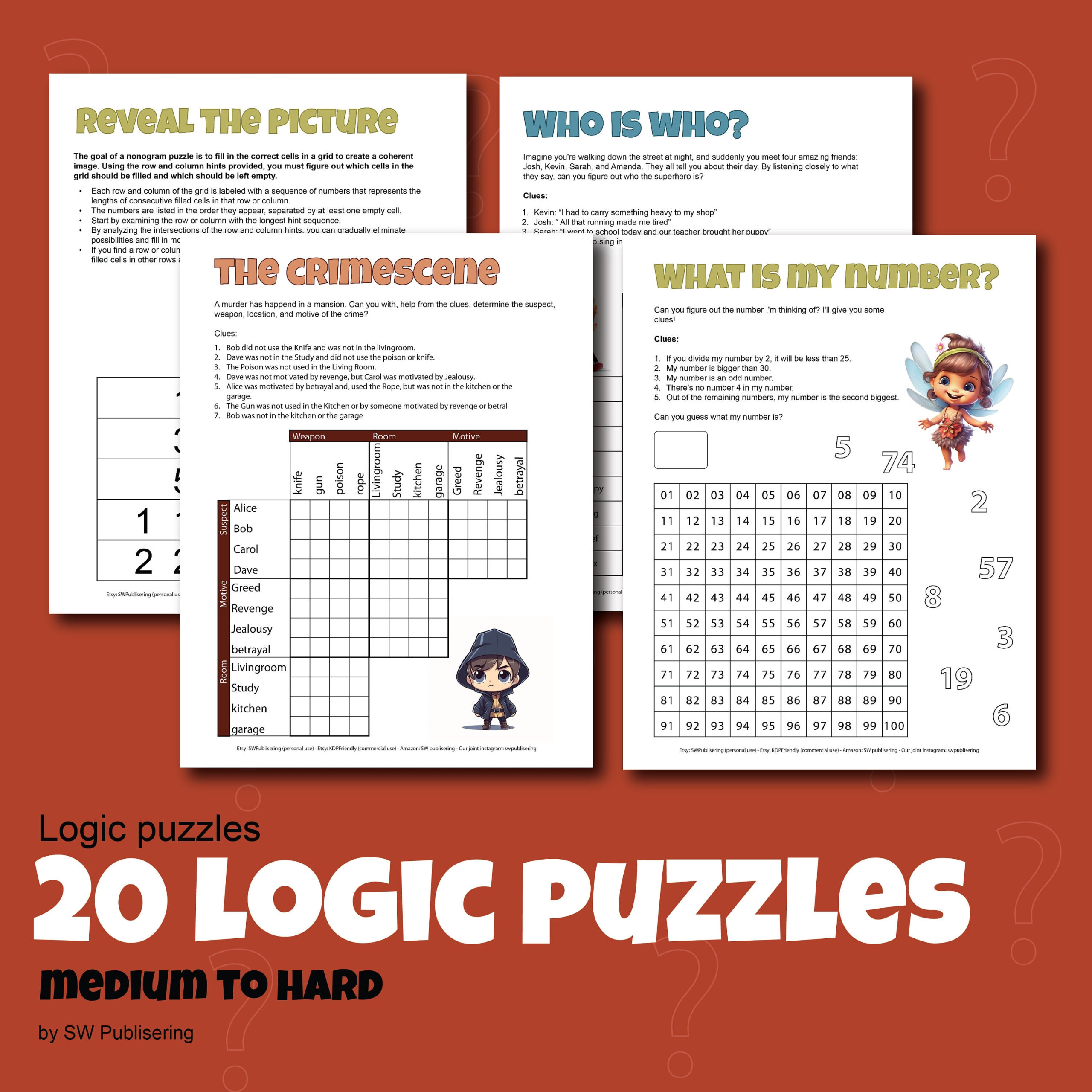 20 Logic Puzzles For Kids Printable Instant Download Pdf In Letter intended for Puzzle Baron Printable Logic