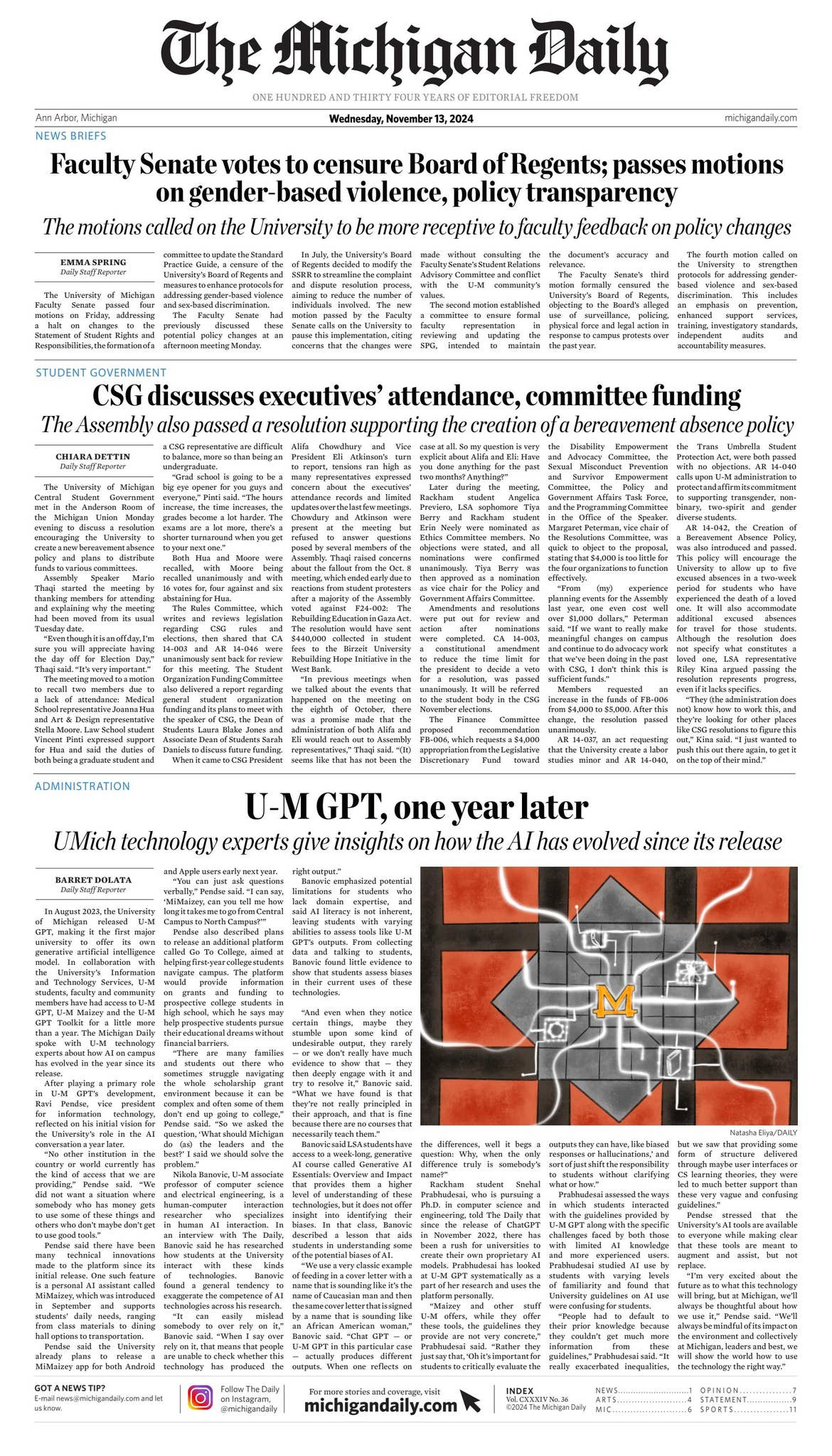 2024-11-13The Michigan Daily - Issuu pertaining to Logic Puzzle 5 Meeting The People Ava Goatter