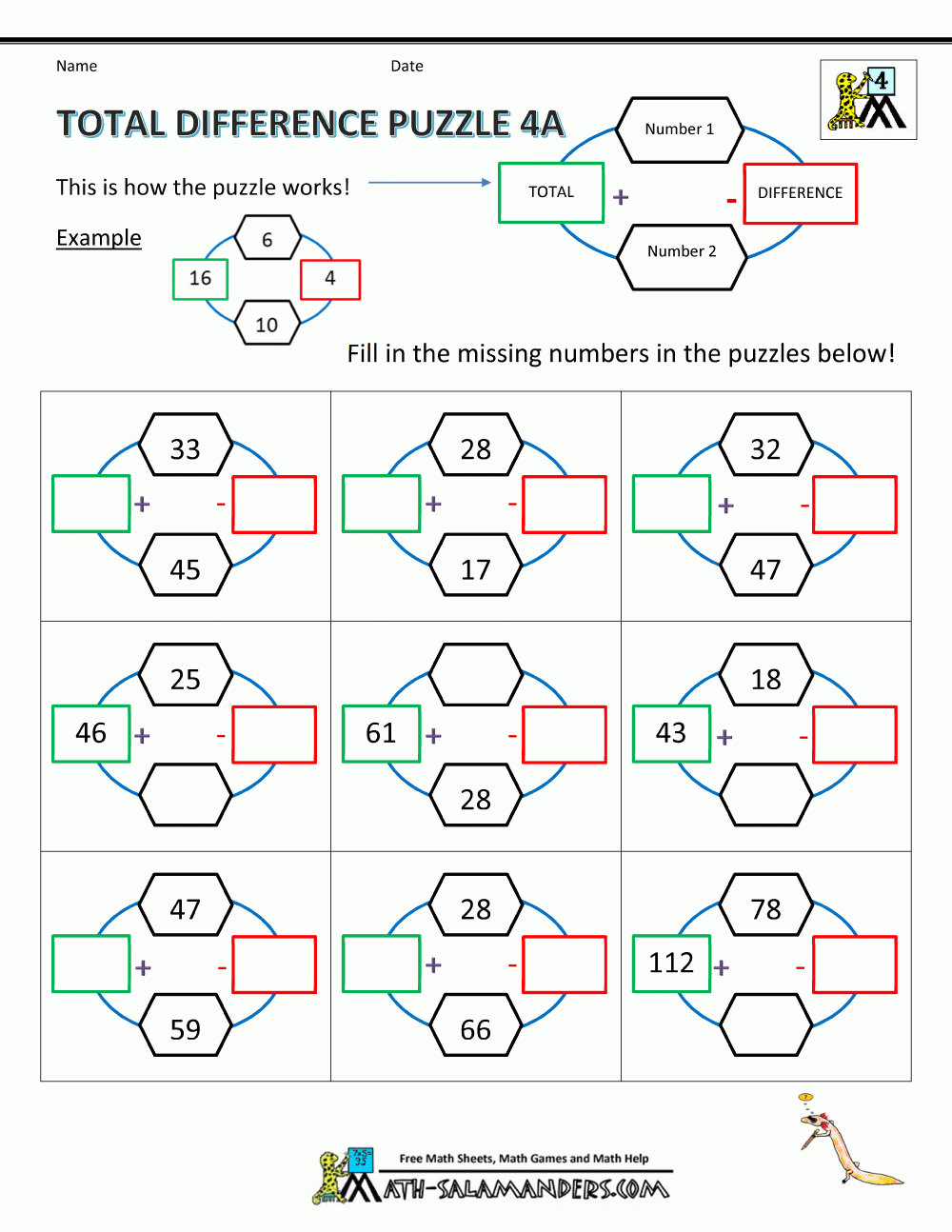 4Th Grade Math Puzzles in Math Logic Puzzles Printable
