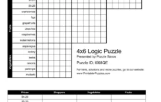 4X6 Logic Puzzle - Logic Puzzles - Play Online Or Print  Pages throughout Logic Puzzles to Print