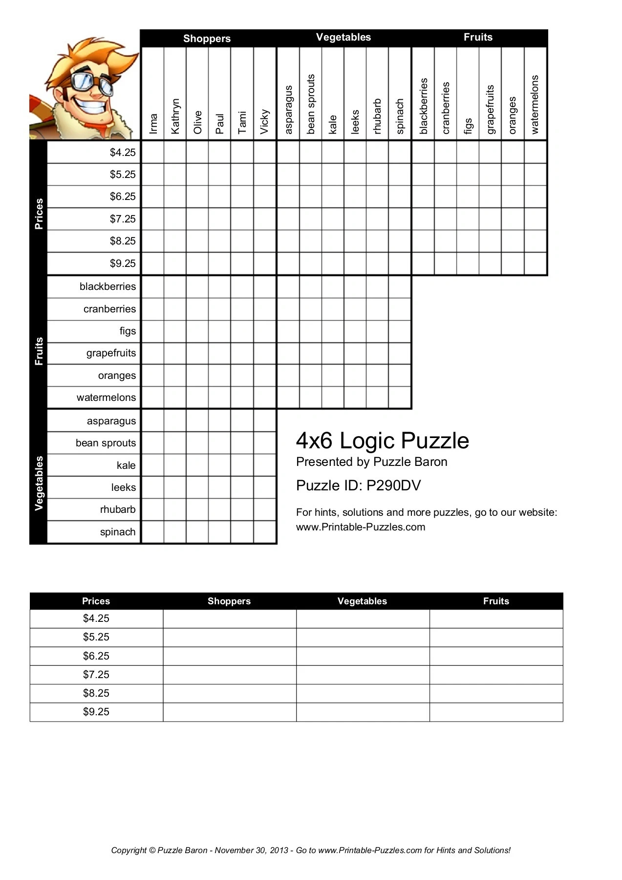 4X6 Logic Puzzle - Logic Puzzles - Play Online Or Print regarding Baron Free Printable Logic Puzzles