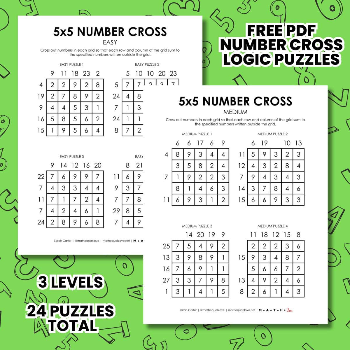 5X5 Number Cross Puzzles | Math = Love regarding Free Printable Cross Logic Puzzles