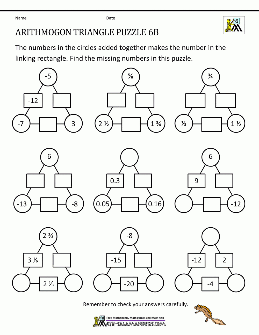 6Th Grade Math Puzzles for 6Th Grade Logic Puzzles