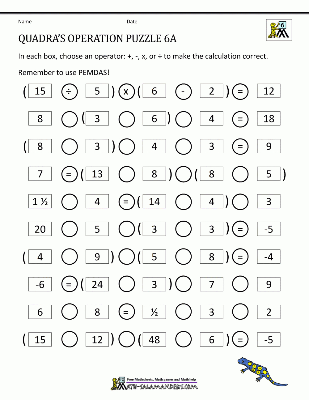 6Th Grade Math Puzzles within 6th Grade Logic Puzzles Printable