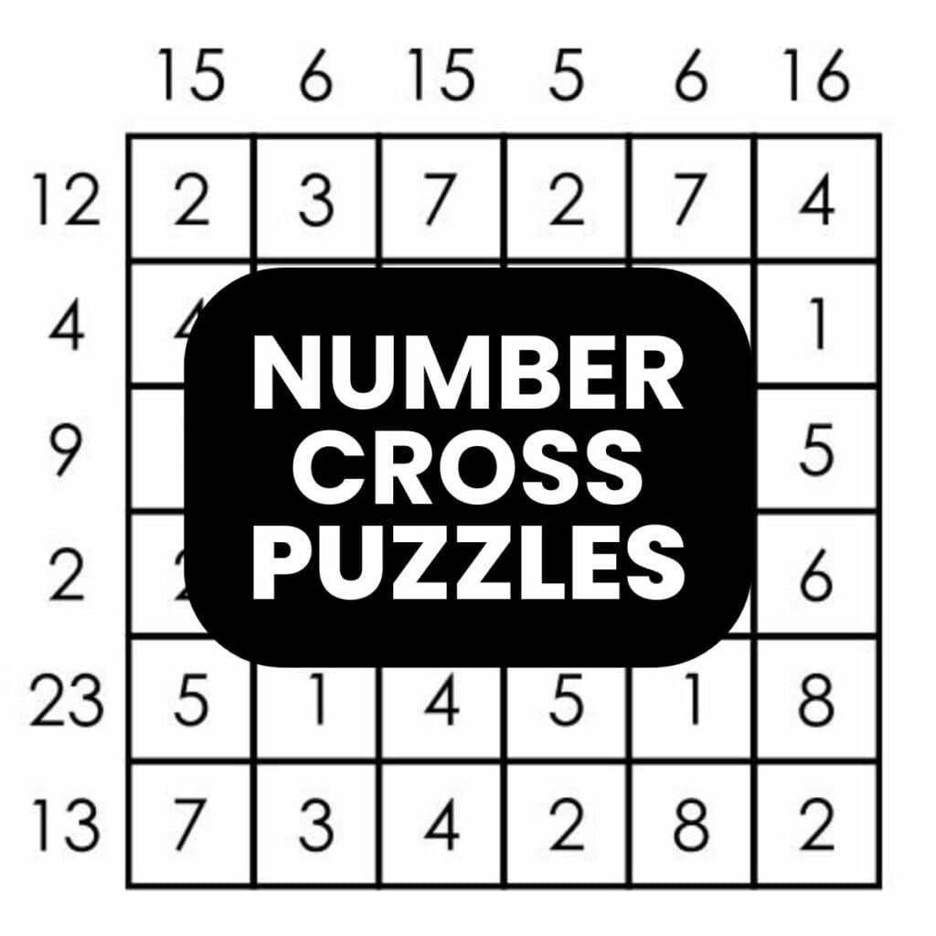 6X6 Number Cross Puzzles | Math = Love with Free Printable Cross Logic Puzzles