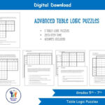 Advanced Table Logic Puzzles   Etsy Throughout Logic Table Puzzles