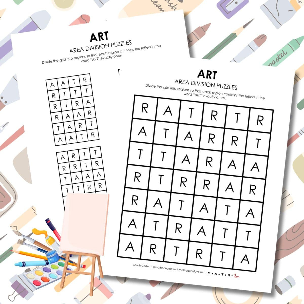 Art Area Division Logic Puzzles | Math = Love with regard to Printable Logic Art Puzzles
