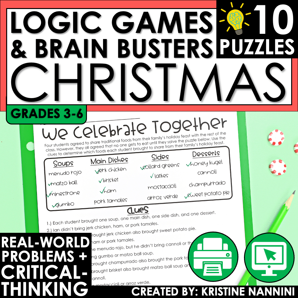 Christmas Math Logic Games And Brain Teasers For Christmas Activities intended for Christmas Deductive Reasoning Puzzle