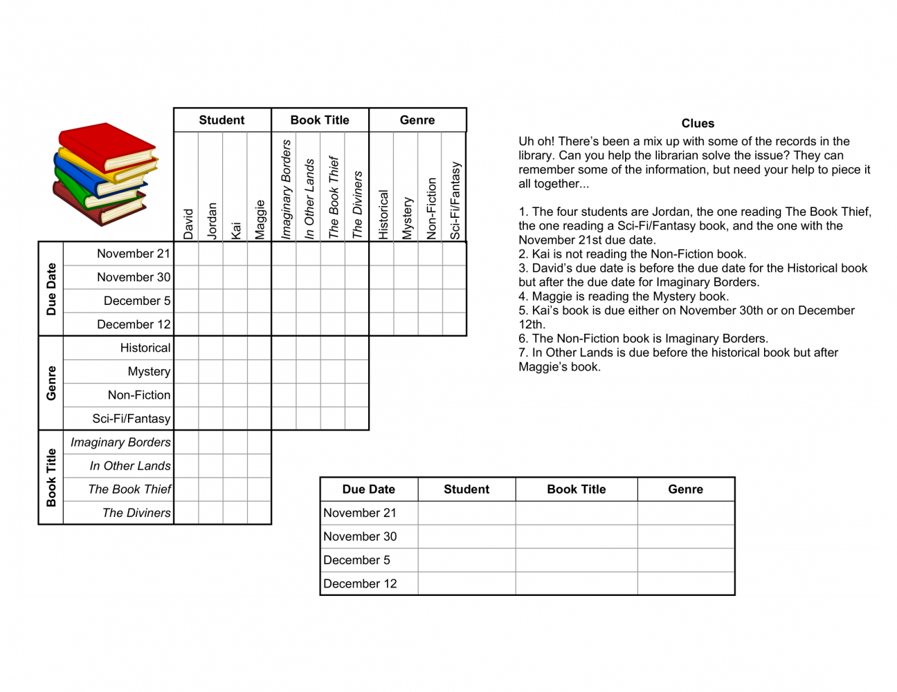 Create Your Own Logic Grid Puzzle | Alachua County Library pertaining to Logic Riddles Printable