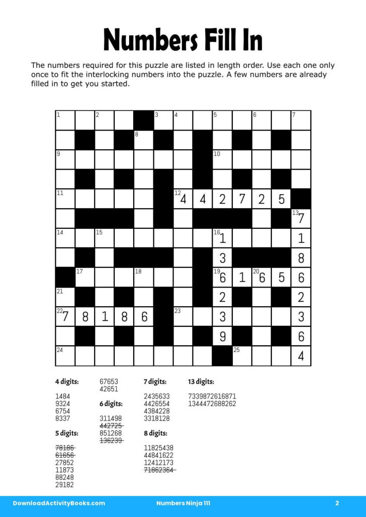 Fill in Number Puzzles