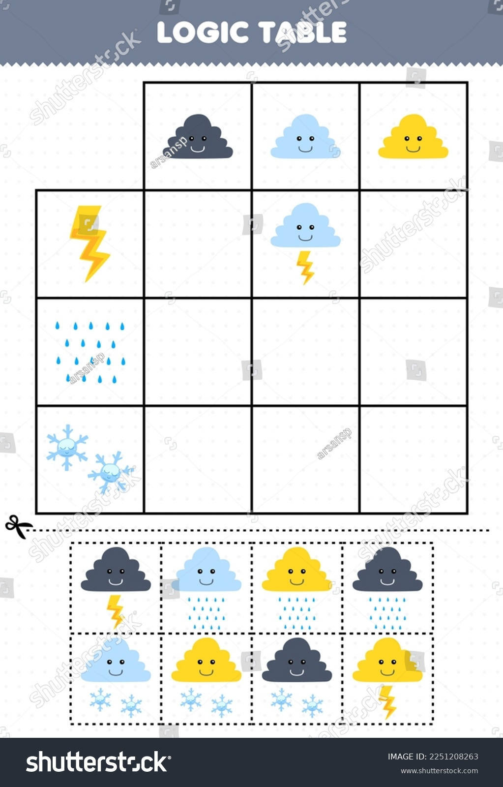 Education Game Children Logic Table Cartoon Stock Vector (Royalty throughout Logic Table Picture For Kids