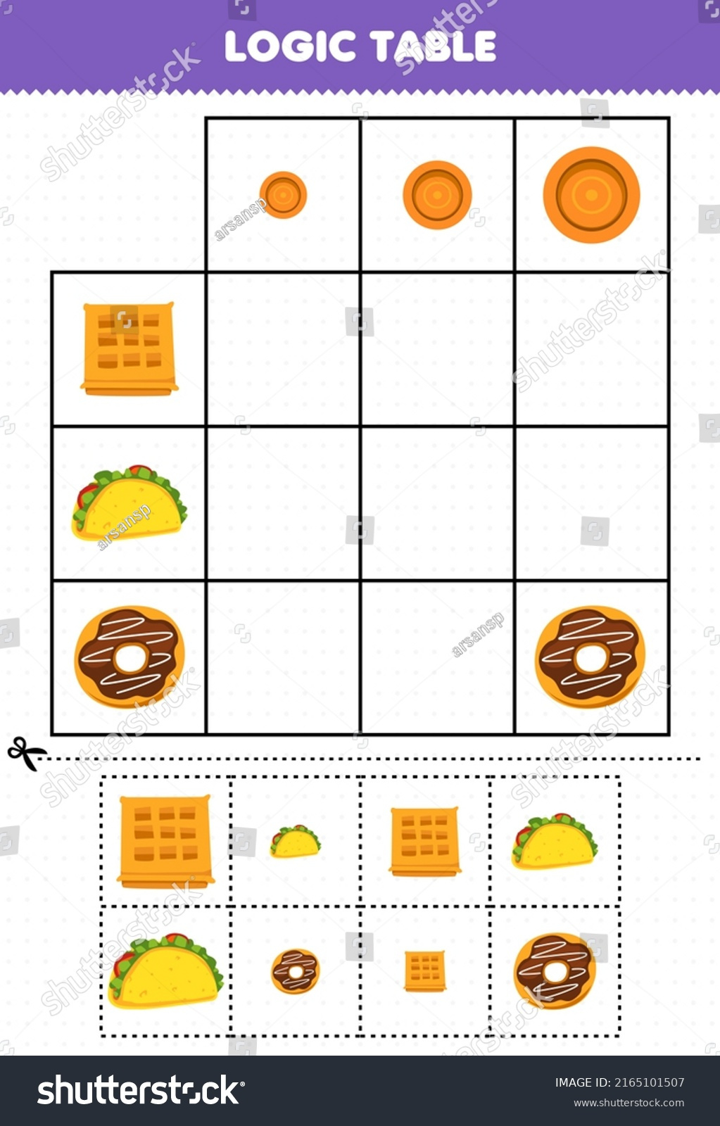 Education Game Children Logic Table Sorting Stock Vector (Royalty in Logic Table Picture For Kids