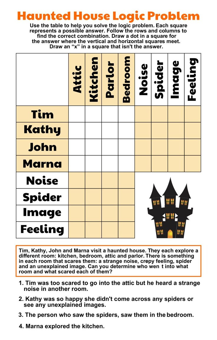 Halloween Logic Puzzles - 15 Free Pdf Printables | Printablee for Free Printable Halloween Logic Puzzles