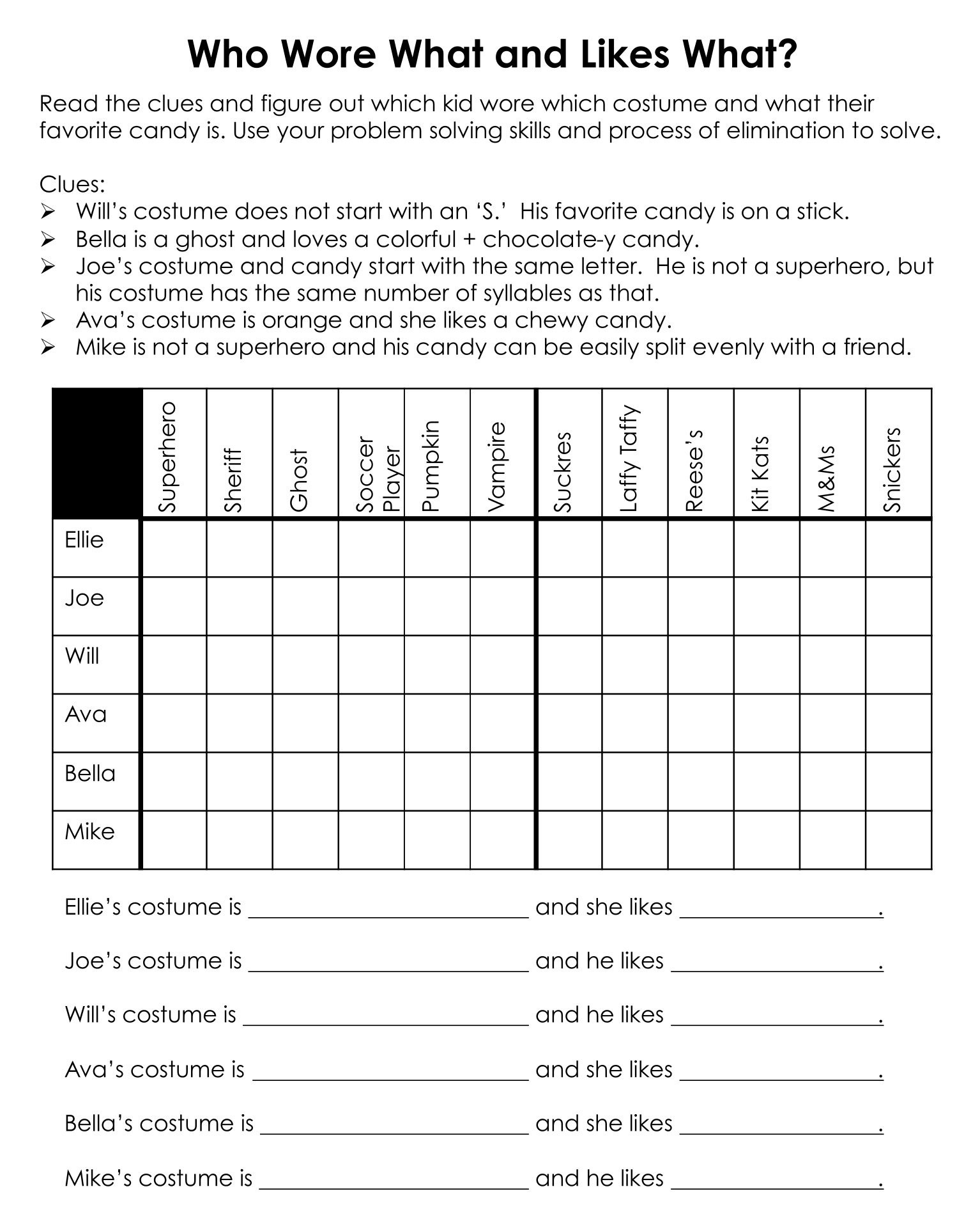 Halloween Logic Puzzles - 15 Free Pdf Printables | Printablee with High School Logic Puzzles Printable