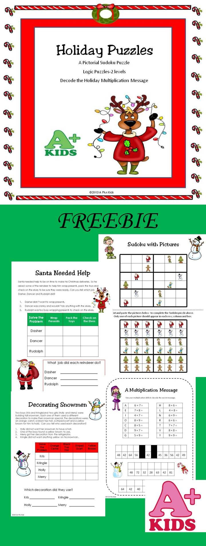 Holiday Logic Puzzles regarding Holiday Logic Puzzles Printable