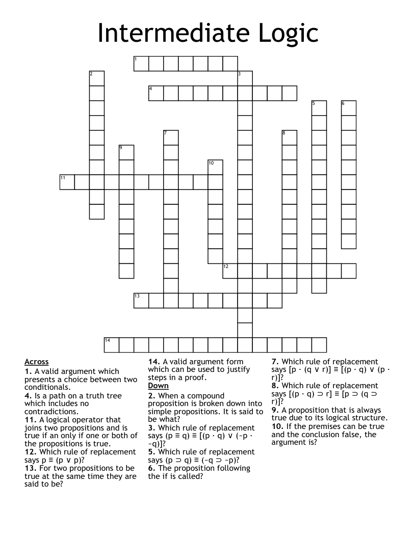 Intermediate Logic Crossword - Wordmint inside Crossword Logic Puzzle For Adults