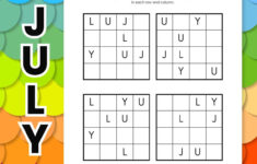 July Latin Square Puzzles (Free Pdf) regarding Simple Logic Puzzles Printable Free