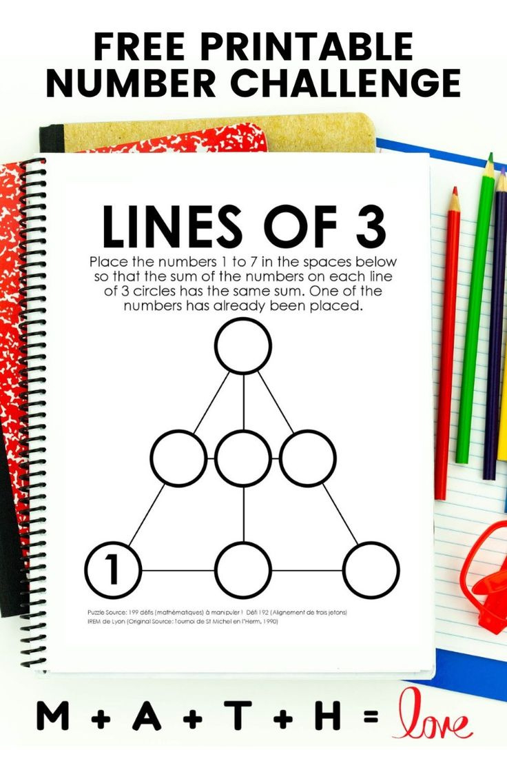 Lines Of 3 - Logic Puzzles For Kids Free Printable throughout Number Logic Puzzles Printable