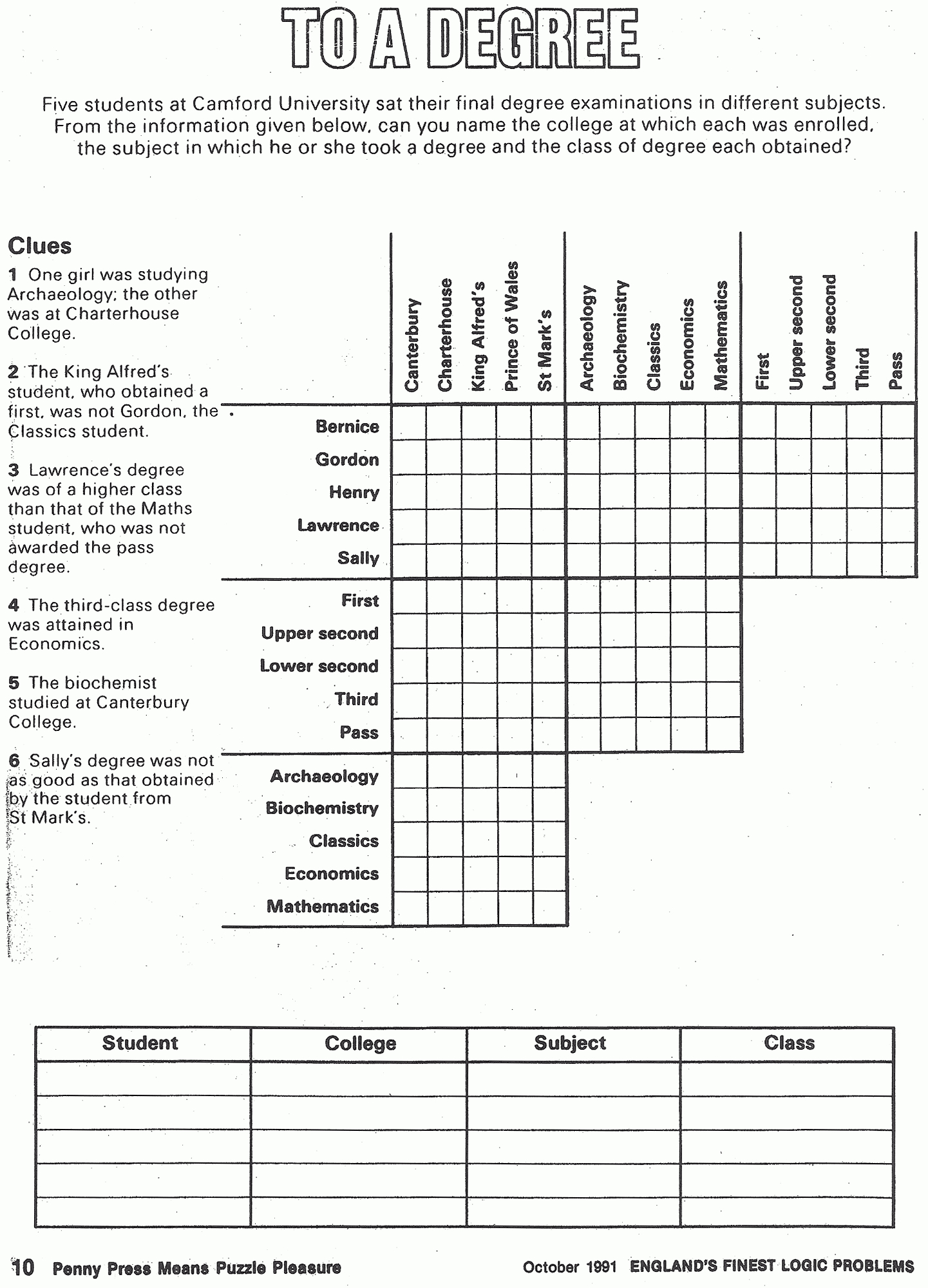 Logic Puzzle Printable - Google Search | Grid Logic Puzzles, Logic for Logic Grids Printable