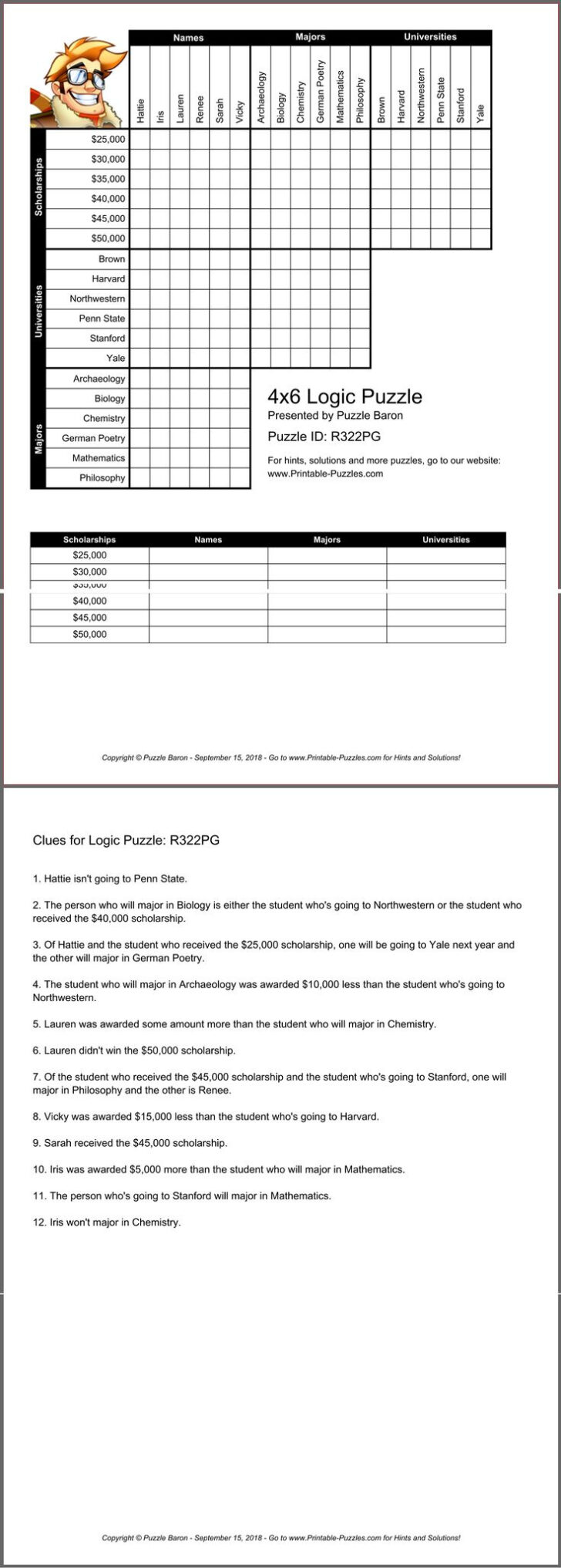 Baron Logic Printable Puzzles And Answers