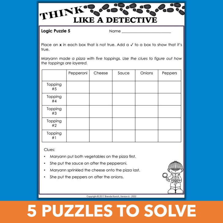 Logic Puzzles For 5th Graders