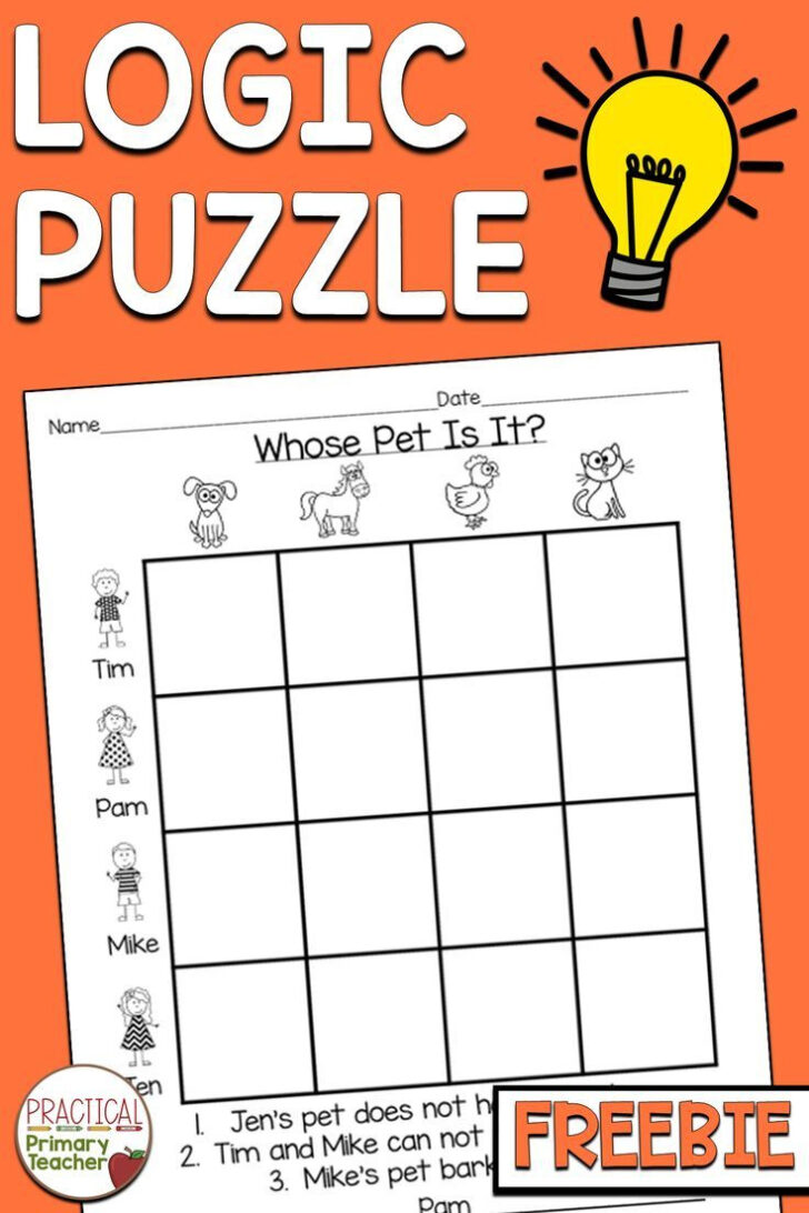 Logic Puzzles Printable Kids
