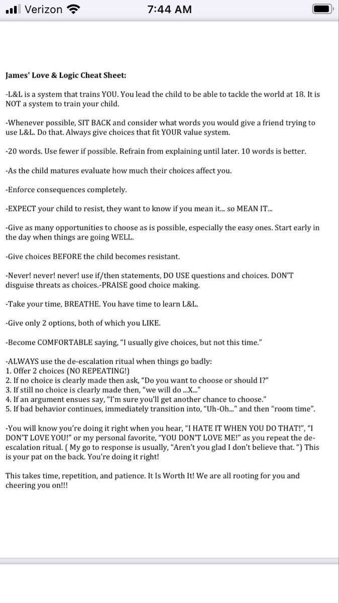 Love &amp;amp; Logic Cheat Sheet within Love And Logic Printables